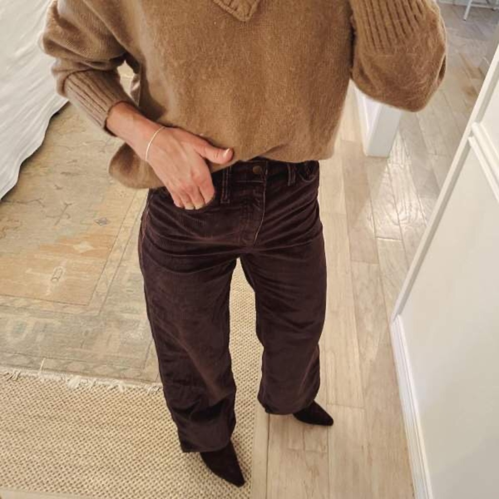 Brown corduroy pants high rise wide leg